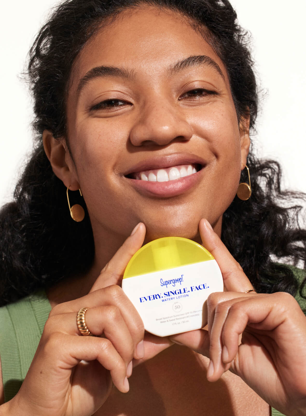 Supergoop! Every. Single. Face. Watery Lotion SPF 50 1.7 fl. oz. 2-pack Model holding product