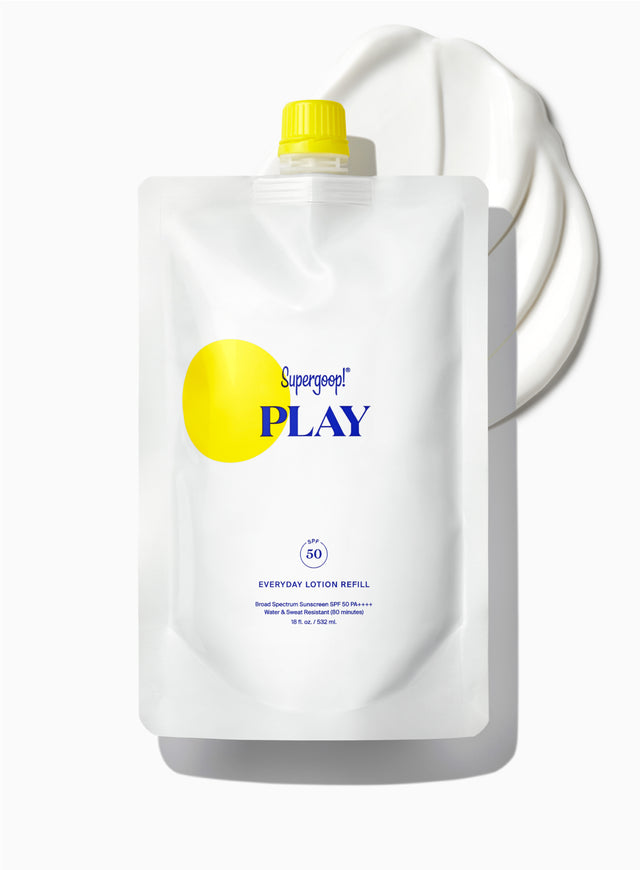 Supergoop! PLAY Everyday Lotion SPF 50 Pump Refill Pouch / 18 fl. oz. Packshot and goop