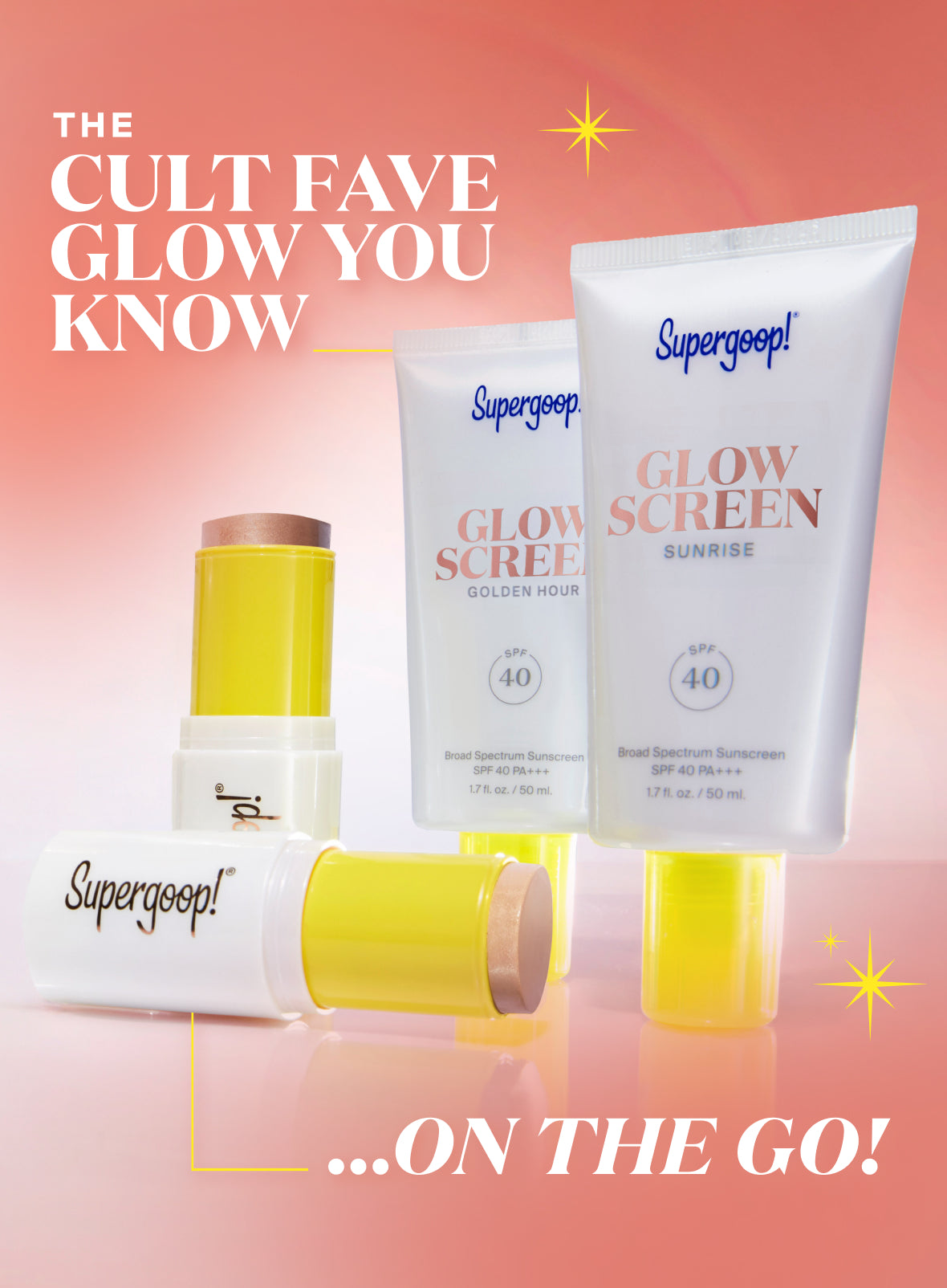 Glowscreen Sunlighter Stick SPF 45 Sunrise 0.35 oz. Golden Hour 0.35 oz.