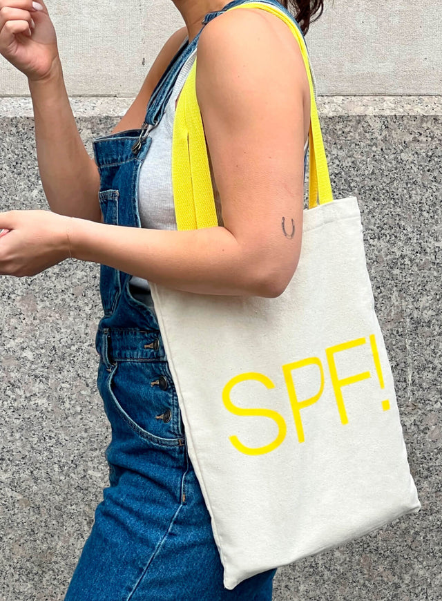 SPF! Canvas Tote Bag on model