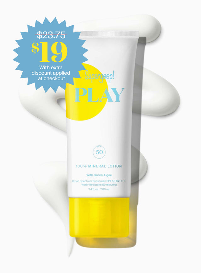 PLAY 100% Mineral Lotion SPF 50 with Green Algae / 3.4 fl. oz. Packshot and goop SALE