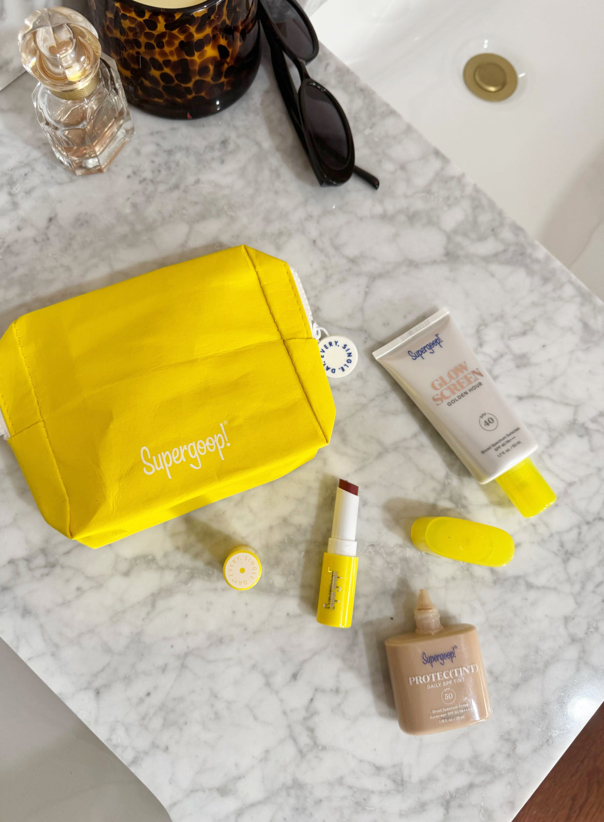 Supergoop! Build Your Own Beauty Set Supergoop! Protec(tint) Daily SPF Tint SPF 50 10N 14N 20C 22W 24N 26W 30W 32N 34C 40W 42C 46N 52N 58W / 1.18 fl. oz. Supergoop! Glowscreen SPF 40 Dawn / 1.7 fl. oz. Glowscreen SPF 40 Sunrise / 1.7 fl. oz. , Glowscreen SPF 40 Sunrise / 2.5 fl. oz.