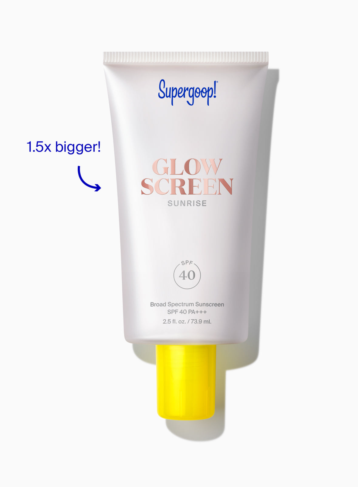 Jumbo 2-in-1 Beauty Booster Set Glowscreen SPF 40 Jumbo with arrow callout "1.5x bigger!"