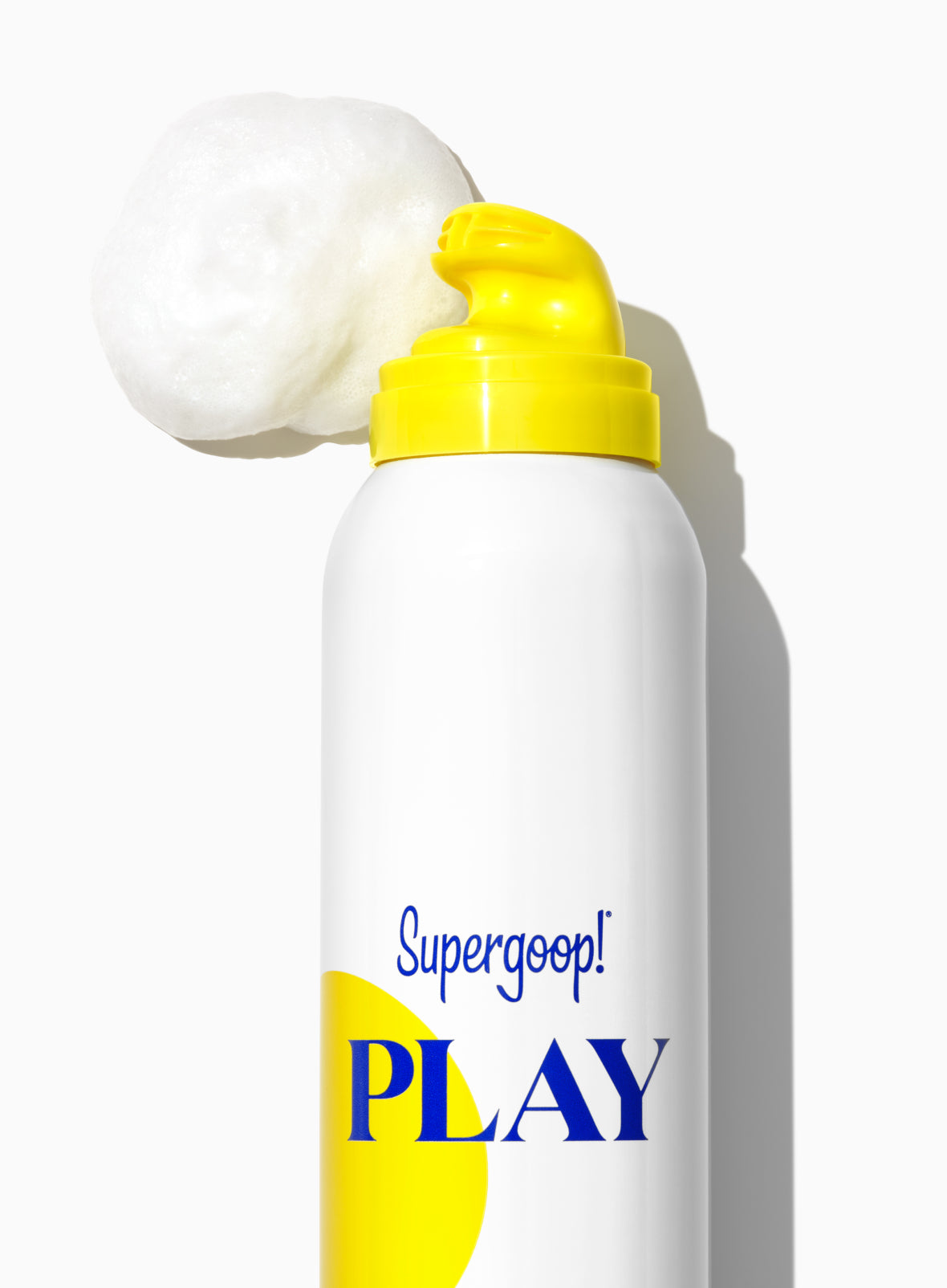 Supergoop! PLAY Body Mousse SPF 50 with Blue Sea Kale applicator and texture for “3 Ways to PLAY” Travel Set