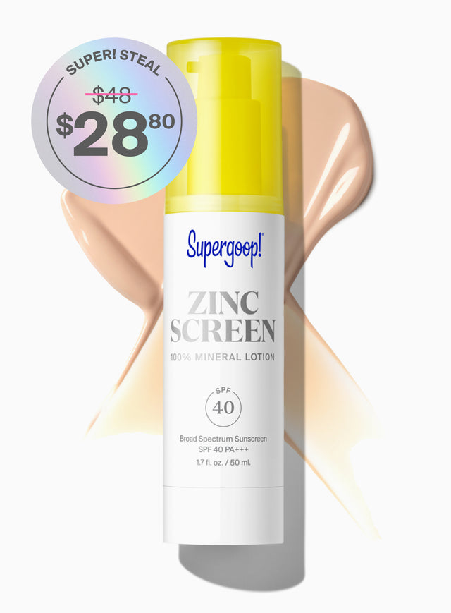 Supergoop! Zincscreen 100% Mineral Lotion SPF 40 Packshot with goop