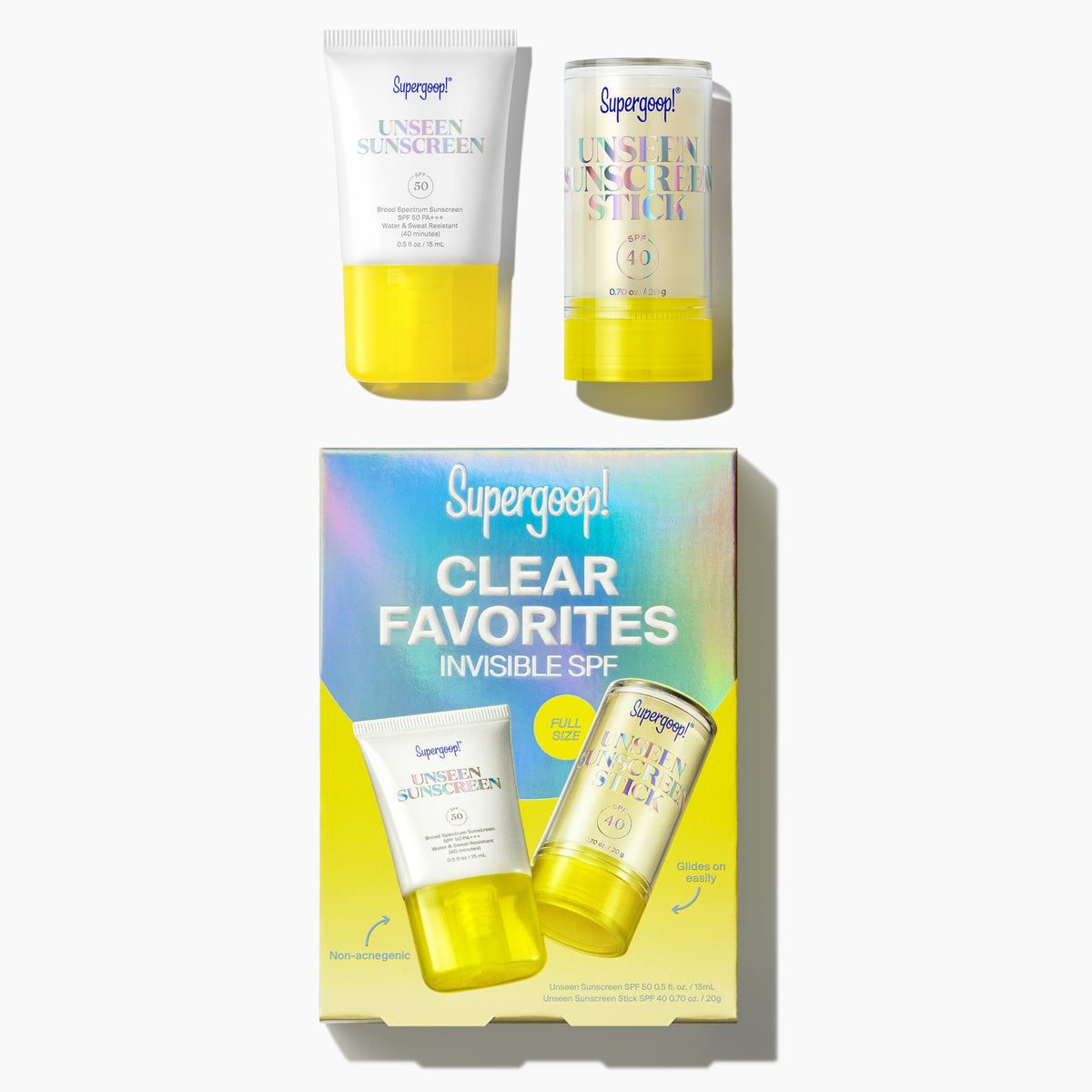 Supergoop! Clear Favorites Invisible SPF Kit - Sunscreen Set