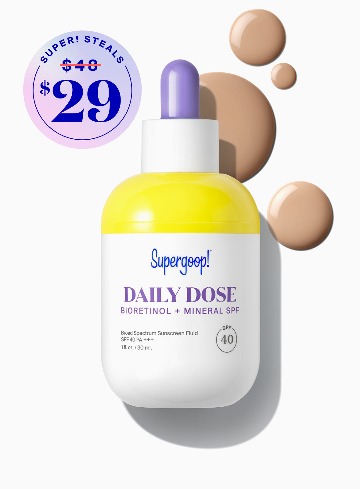 Supergoop! Daily Dose Bioretinol + Mineral SPF 40 Fluid Packshot and goop