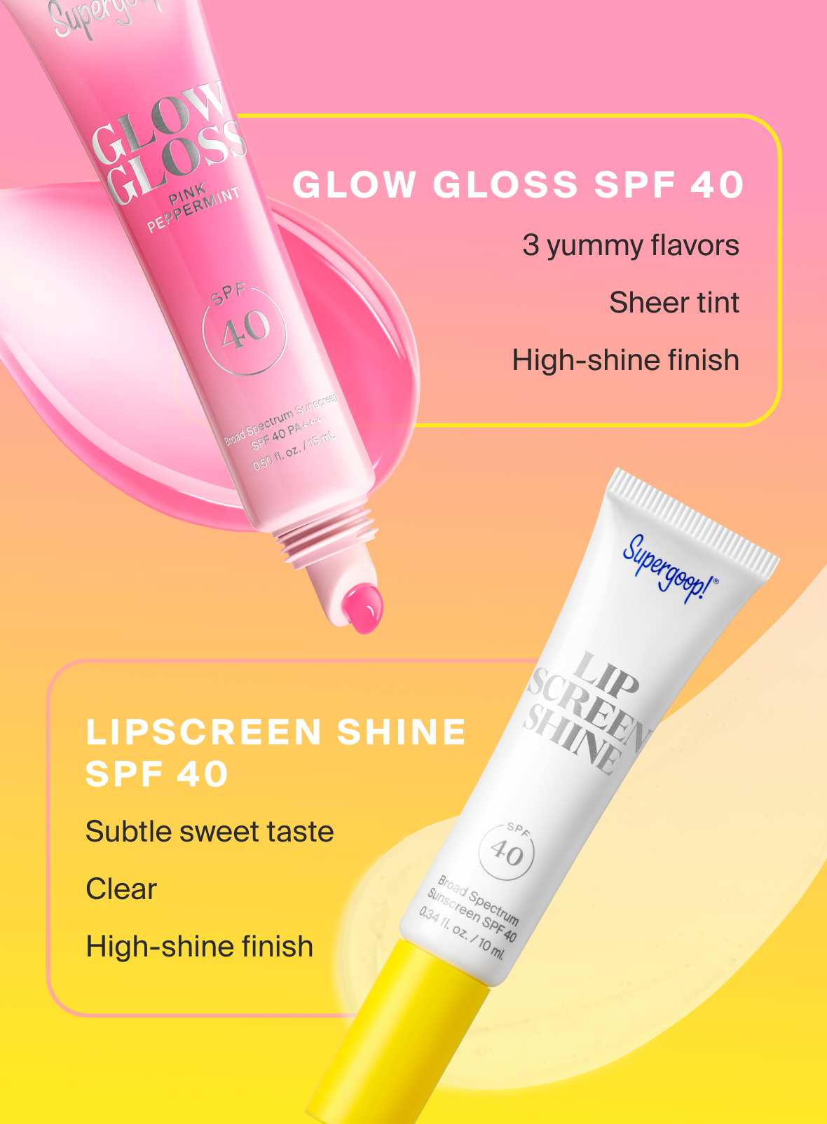 Supergoop! | Glow Gloss SPF 40 Lip BalmStrawberry Spritz / Vanilla Soft-Serve / Pink Peppermint