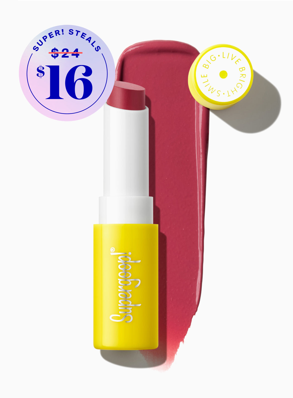 Lipshade 100% Mineral SPF 30 Hydrating Lipstick in shade Lucky Me open product and goop