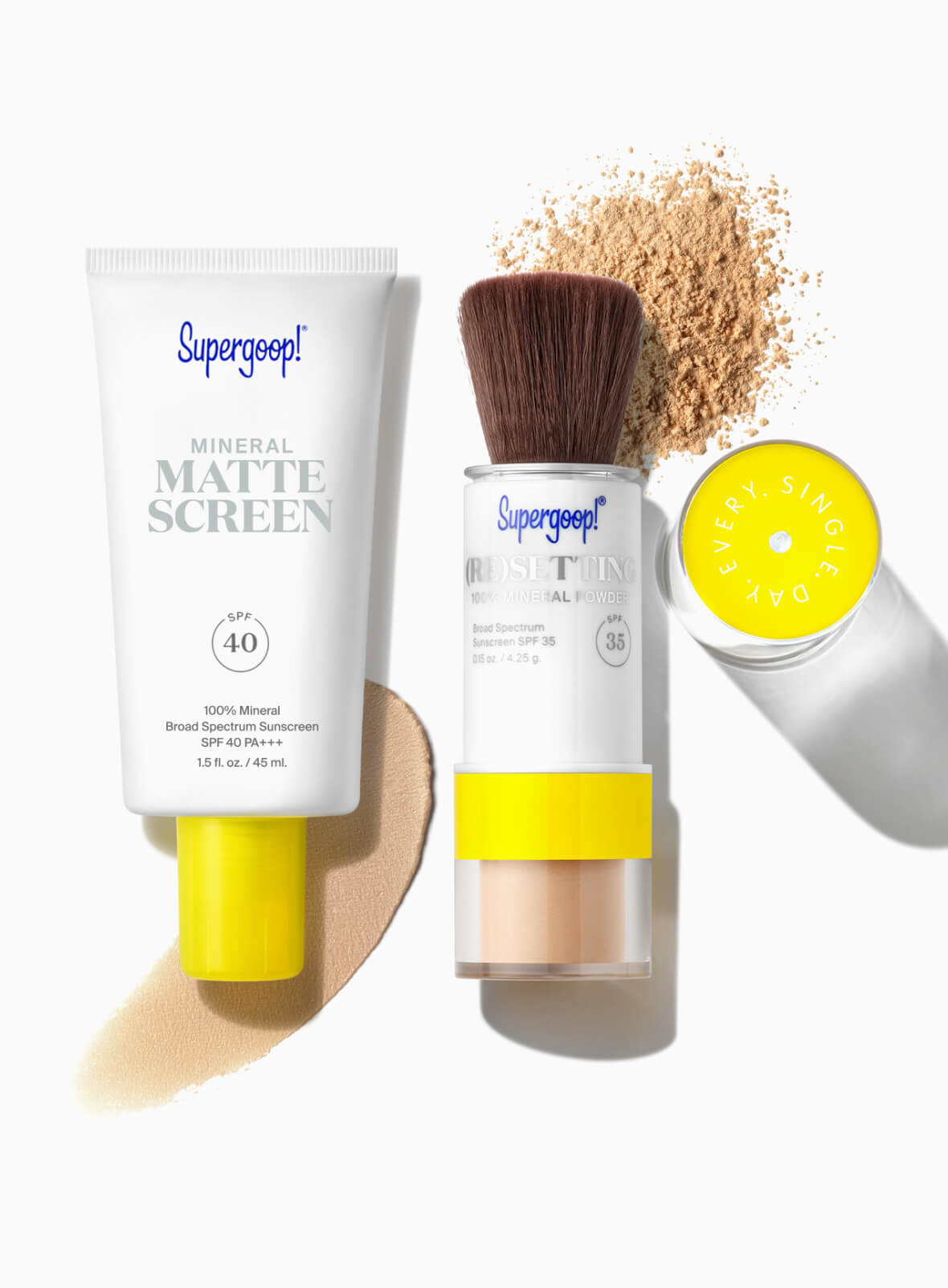 Supergoop! The Matte Prime & Reapply Set with Light Powder Packshot with goop