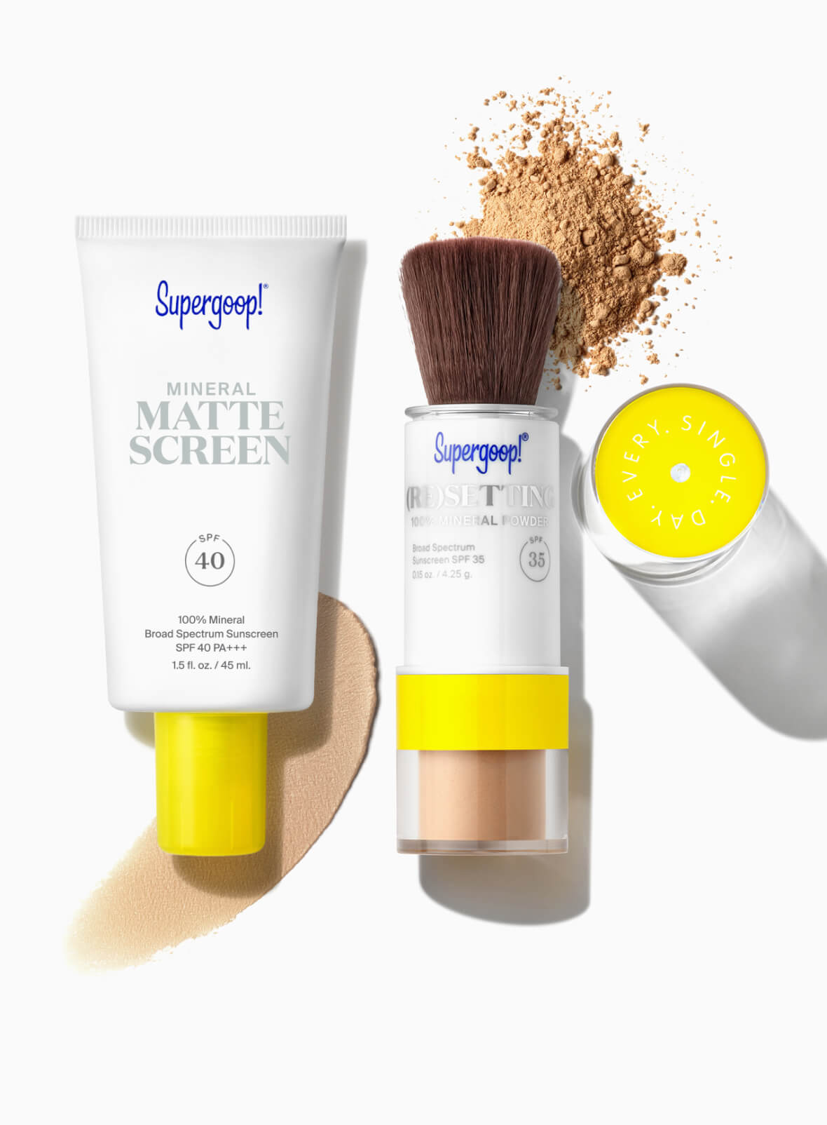 Supergoop! The Matte Prime & Reapply Set with Medium Powder Packshot with goop