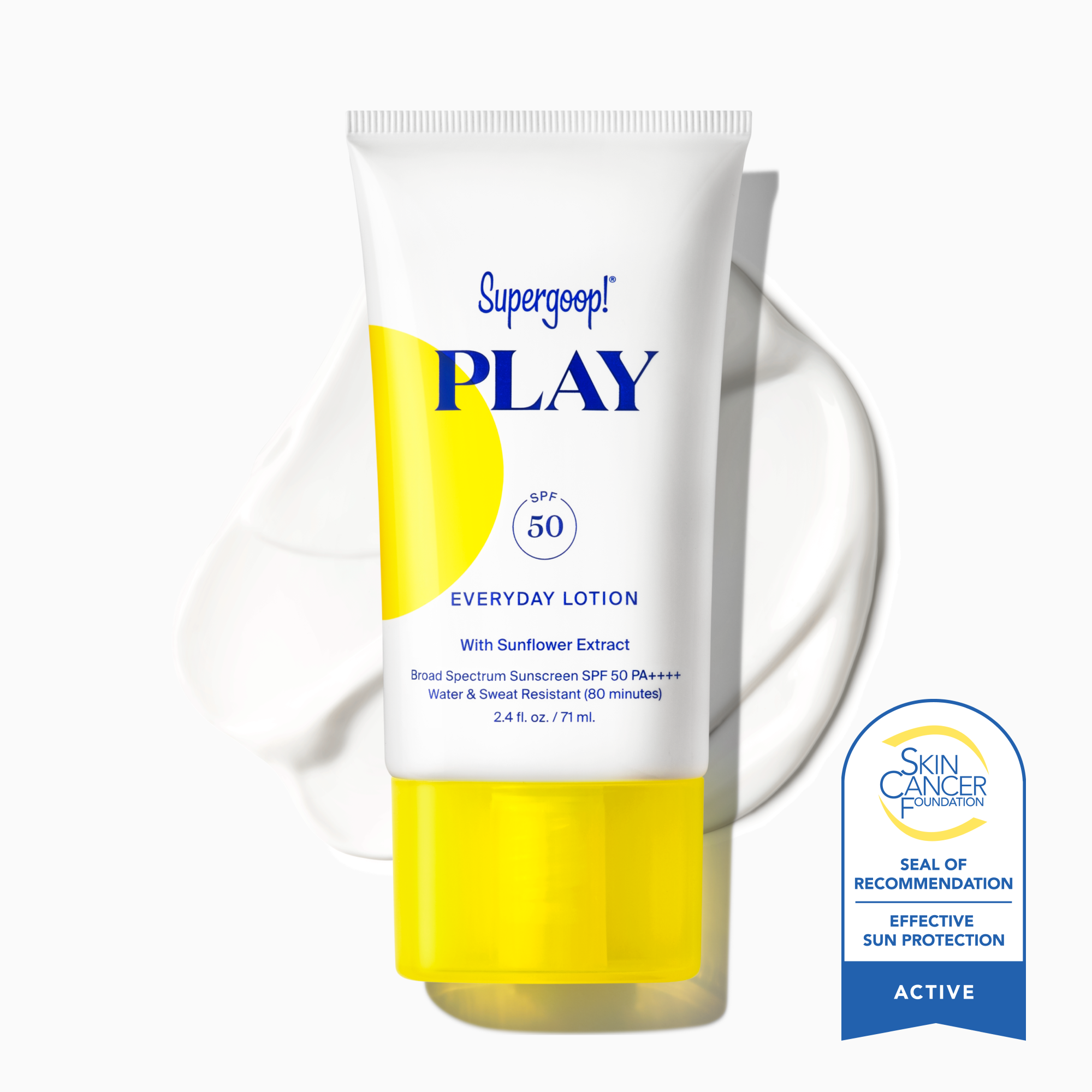 Supergoop! PLAY Everyday Lotion SPF 50 with Sunflower Extract 2.4 fl. oz. Packshot and goop
