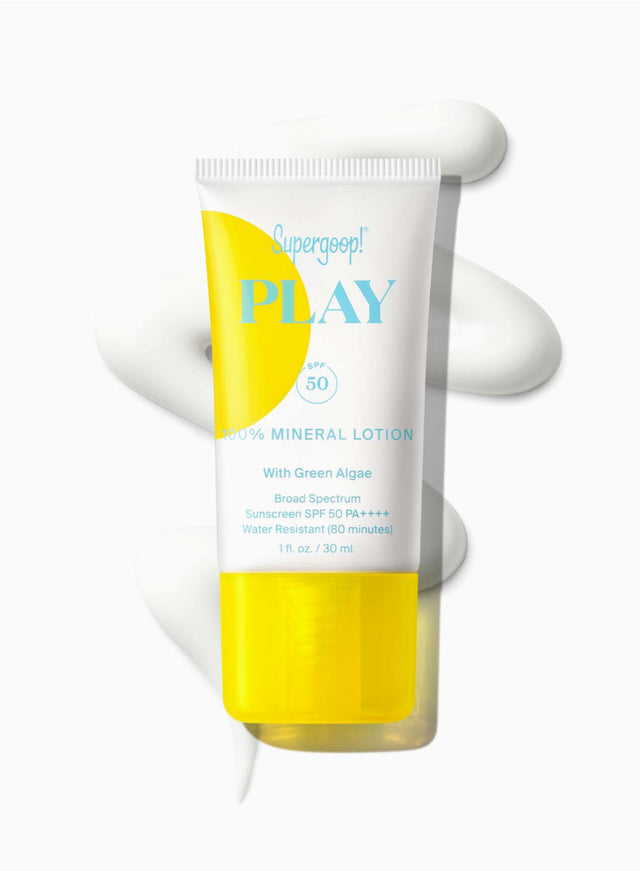 PLAY 100% Mineral Lotion SPF 50 with Green Algae / 1 fl. oz. Packshot and goop