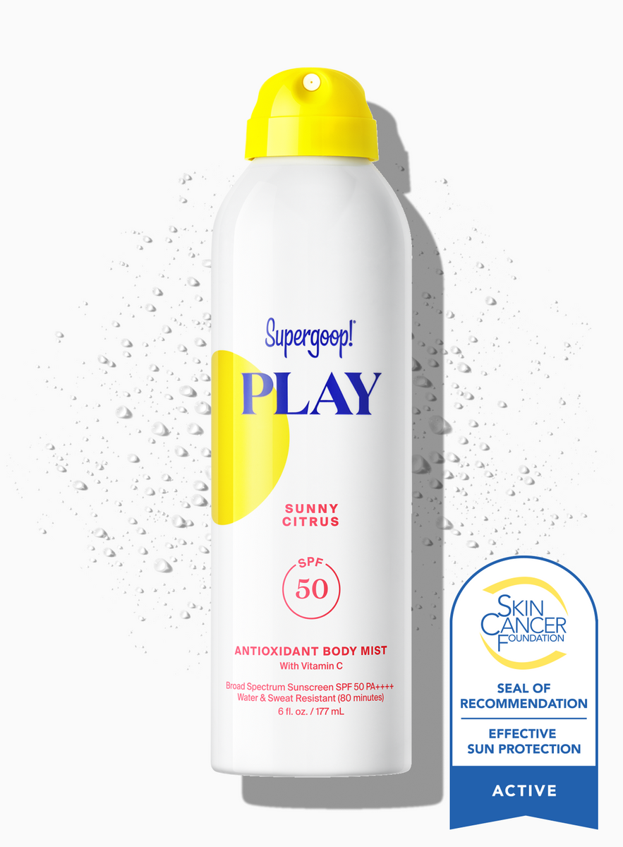 Supergoop! PLAY Antioxidant Body Mist SPF 50 with Vitamin C Sunny Citrus 6 fl. oz. Packshot and goop