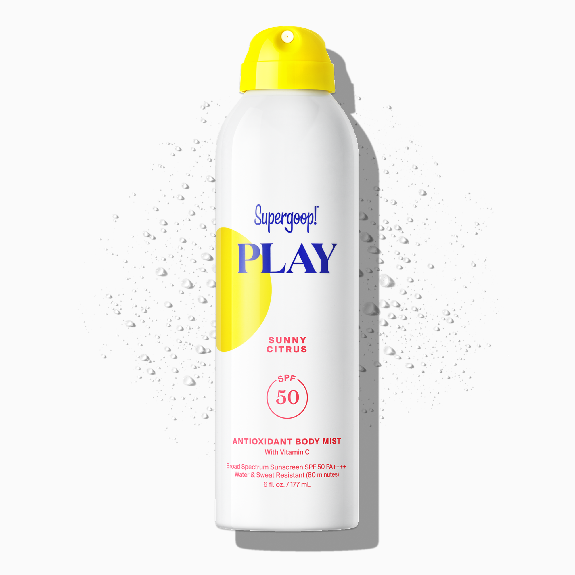 Supergoop! PLAY Antioxidant Body Mist SPF 50 with Vitamin C Sunny Citrus 6 fl. oz. Packshot and goop