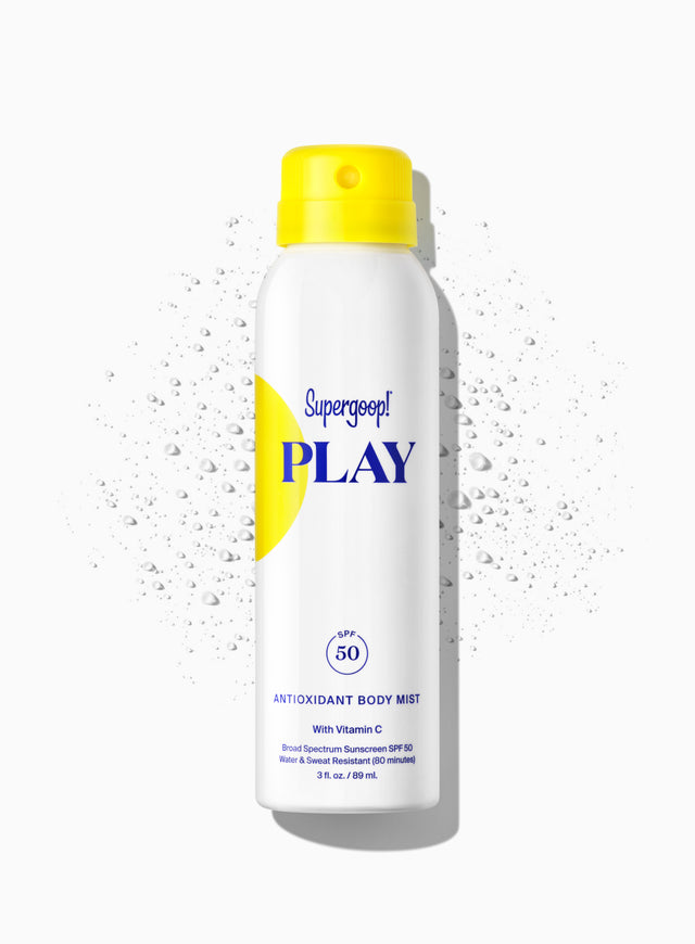 Supergoop! PLAY Antioxidant Body Mist SPF 50 with Vitamin C 3 fl. oz. Packshot and goopSupergoop! PLAY Antioxidant Body Mist SPF 50 with Vitamin C 3 fl. oz. Packshot and goop