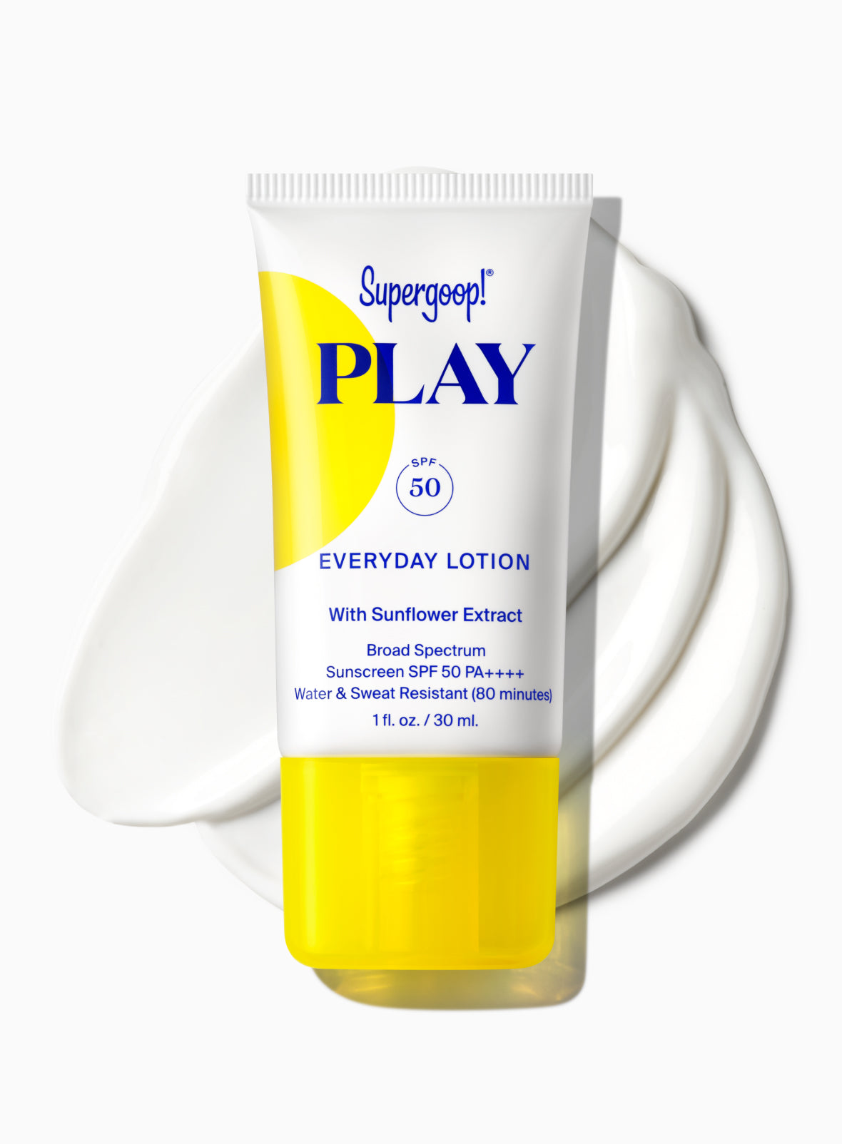 Supergoop! PLAY Everyday Lotion SPF 50 with Sunflower Extract 1 fl. oz. Packshot and goop