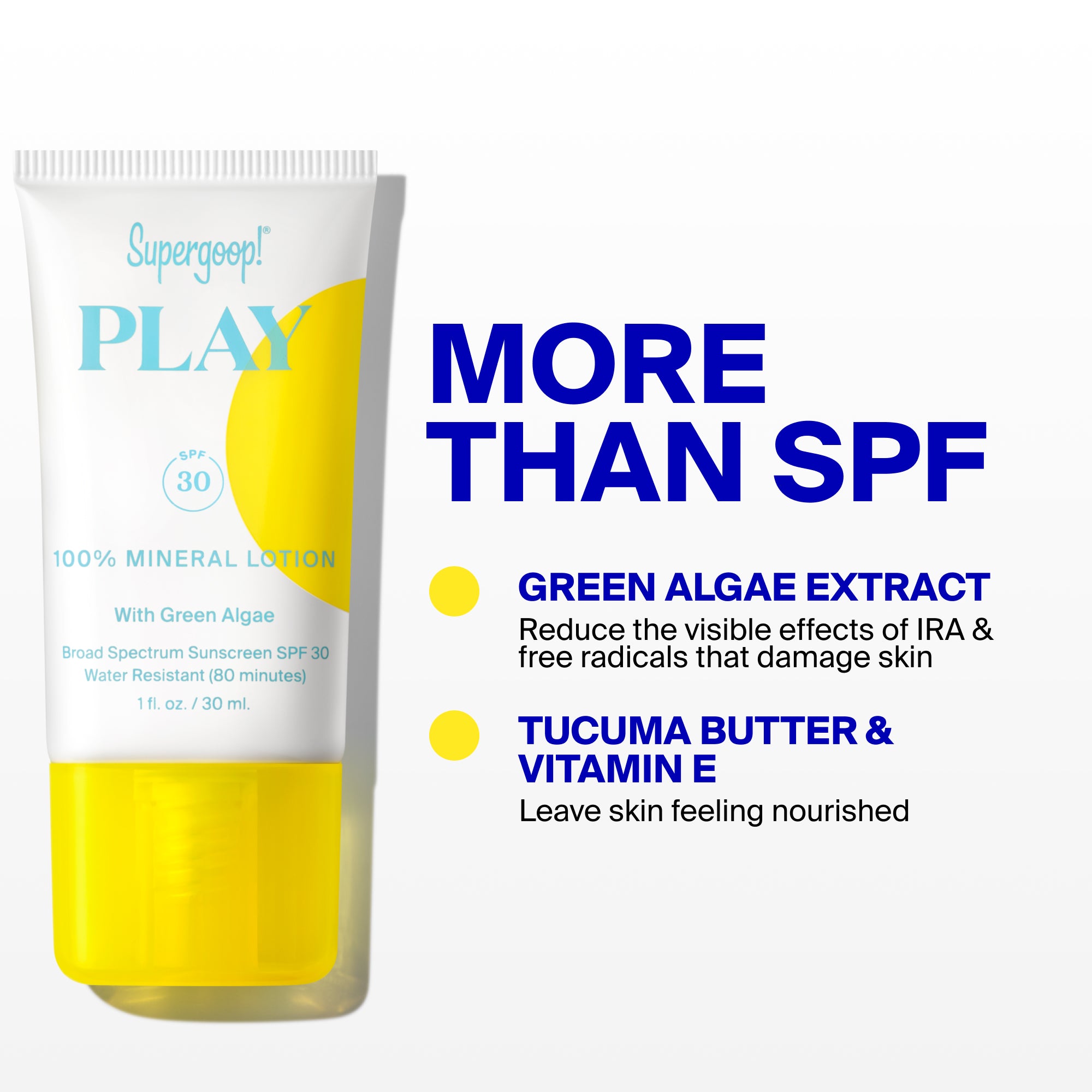 PLAY 100% Mineral Lotion SPF 30 with Green Algae / 3.4 fl. oz. 1 fl. oz. 