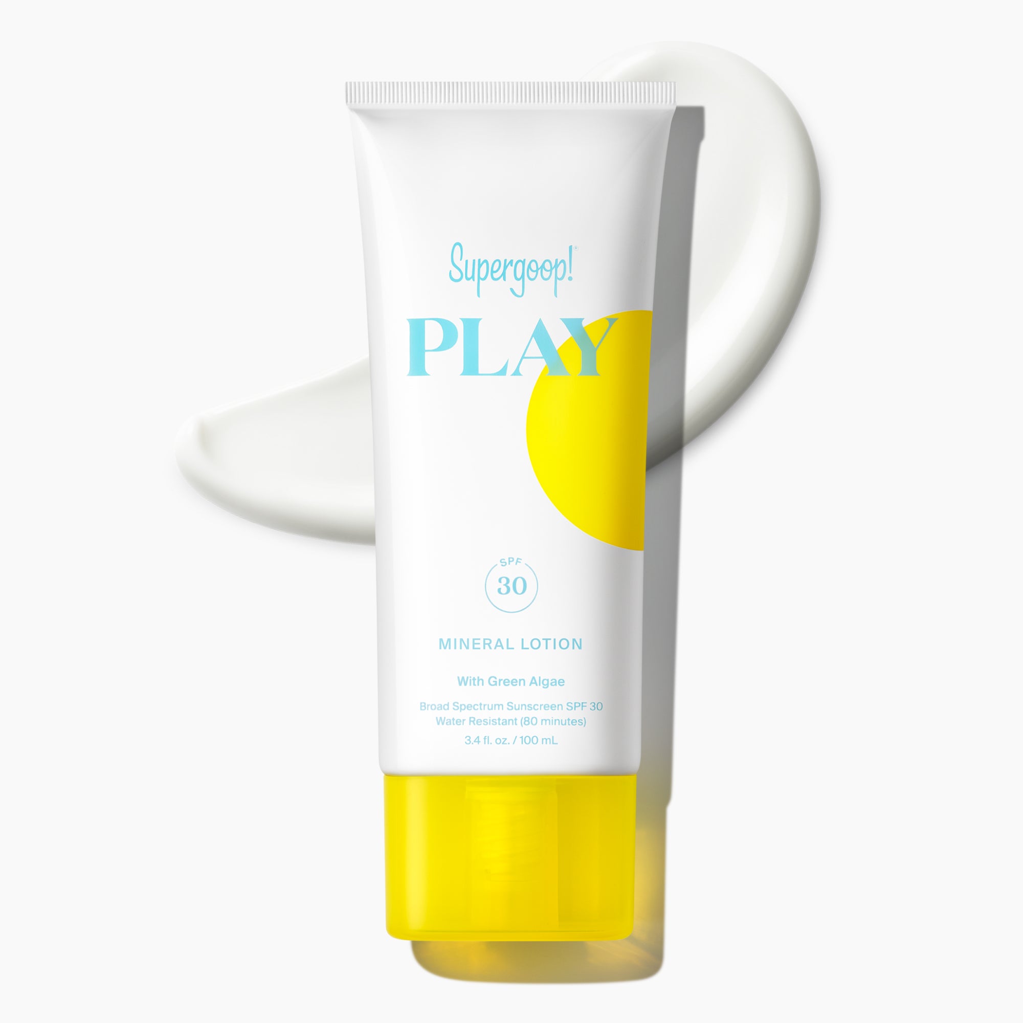 PLAY 100% Mineral Lotion SPF 30 with Green Algae 3.4 fl. oz. Packshot with goop