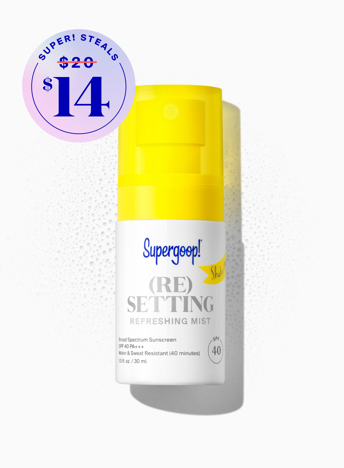 Supergoop! (Re)setting Refreshing Mist SPF 40 1 fl. oz. Packshot and goop