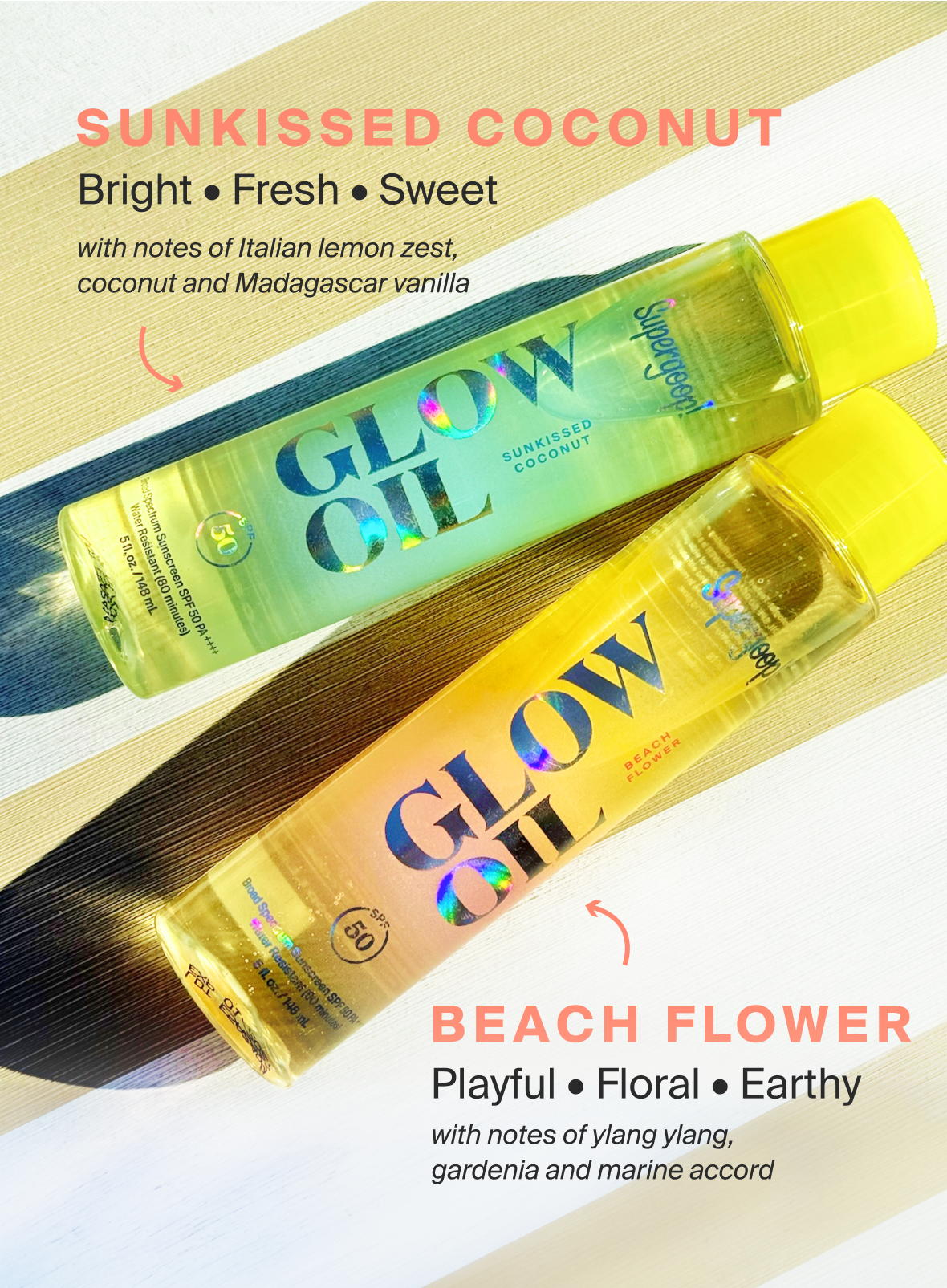 Supergoop! Glow Oil SPF 50 Body Oil  Beach Flower    / Sunkissed Coconut