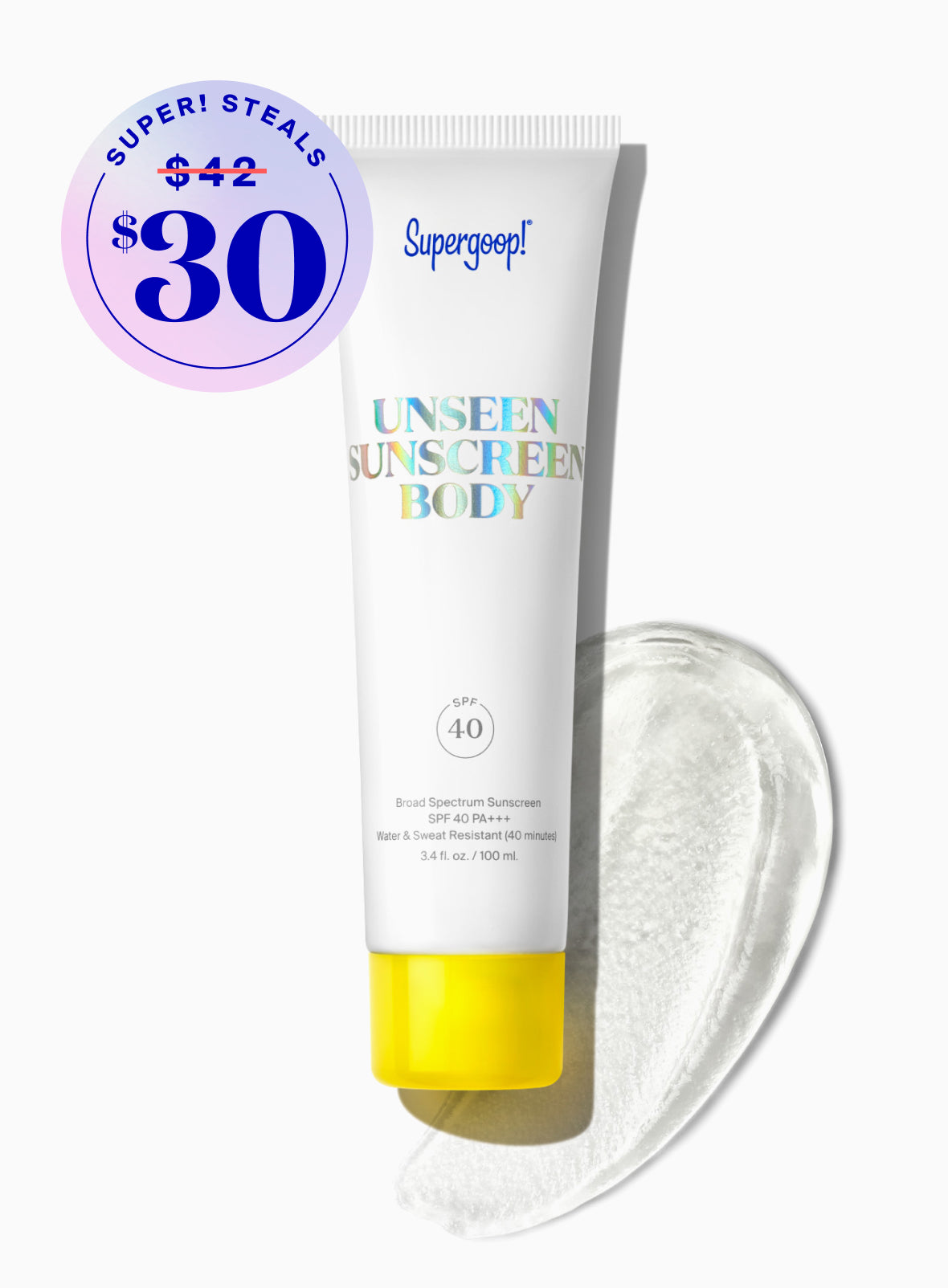 Unseen Sunscreen Body SPF 40 3.4 oz. Packshot and goop