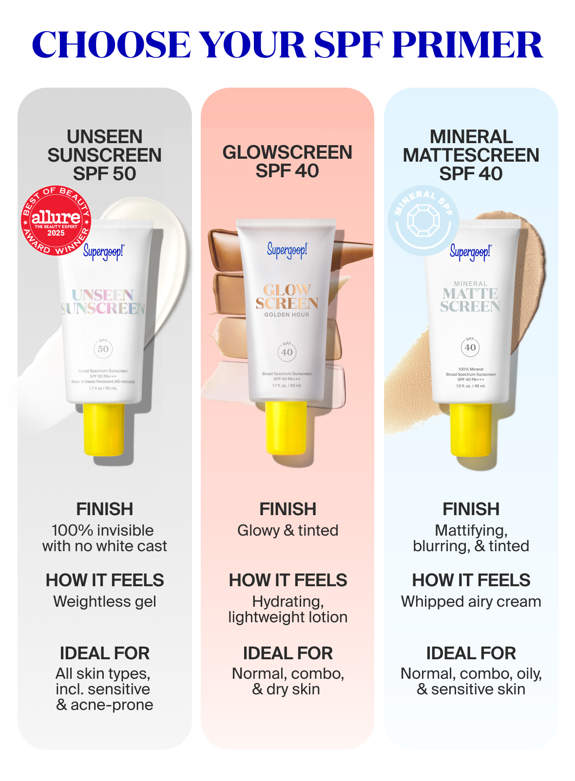 Supergoop! Unseen Sunscreen SPF 50 1.7 fl. oz. 2.5 fl. oz. 0.68 fl. oz. 2-pack
