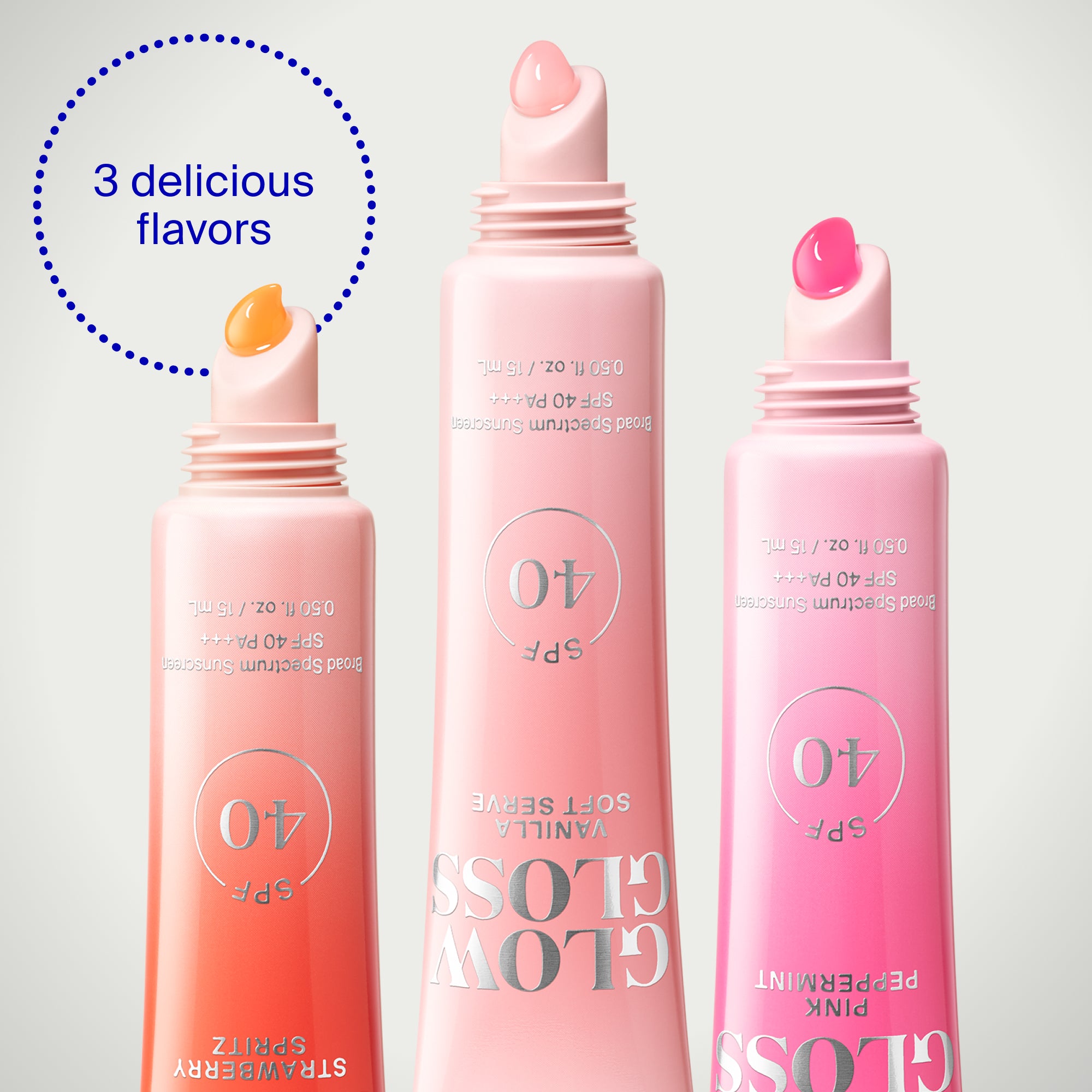 Supergoop! | Glow Gloss SPF 40 Lip Balm Strawberry Spritz / Vanilla Soft Serve / Pink Peppermint