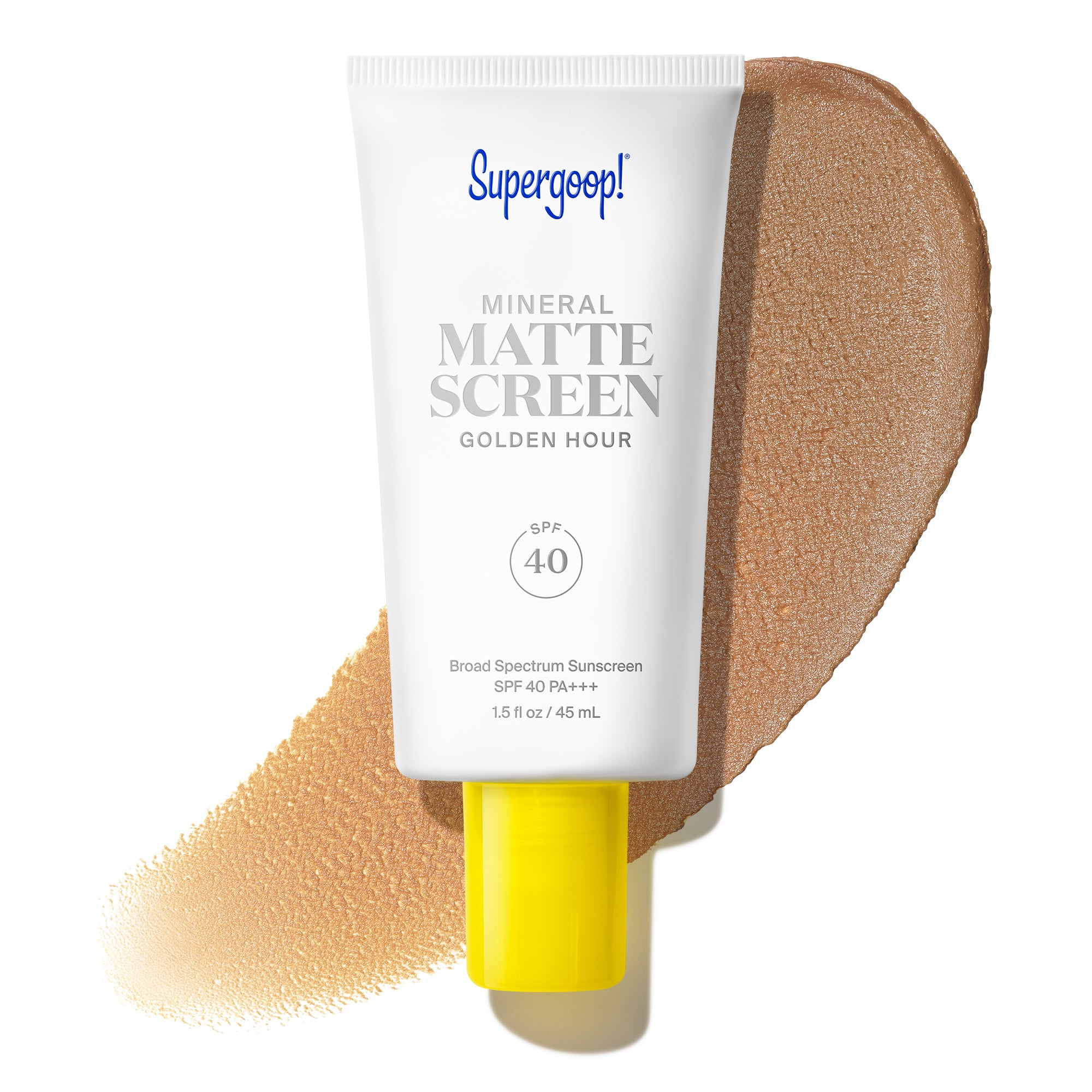 Supergoop! Mineral Mattescreen SPF 40 Golden Hour 1.5 fl. oz. Packshot and goop 