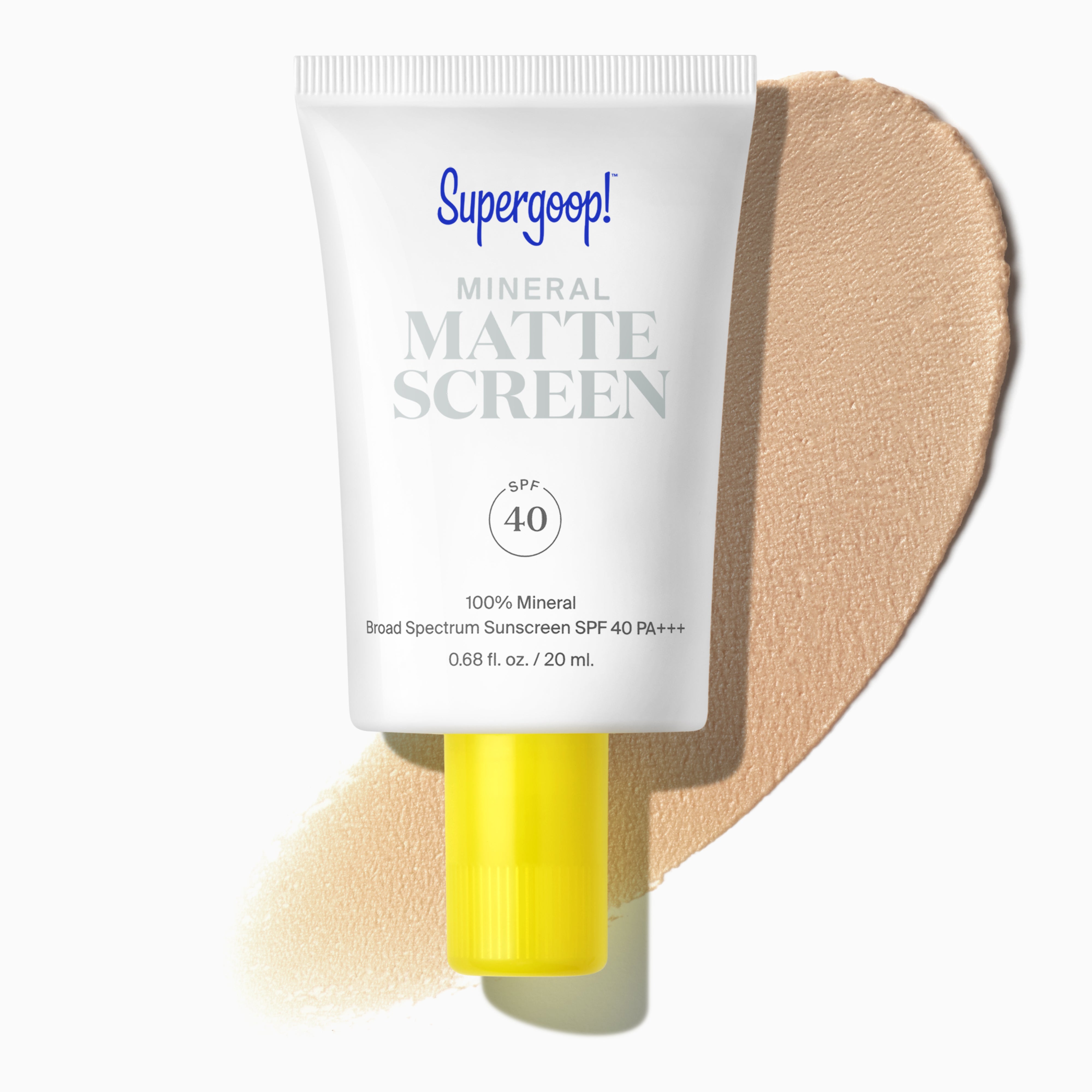 Supergoop! Mineral Mattescreen SPF 40 Untinted 0.68 fl. oz. Packshot and goop 