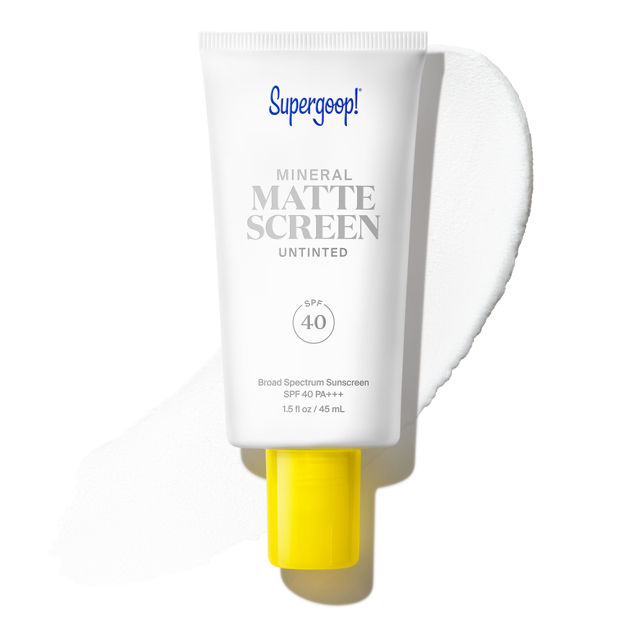 Supergoop! Mineral Mattescreen SPF 40 Untinted 1.5 fl. oz. Packshot and goop 