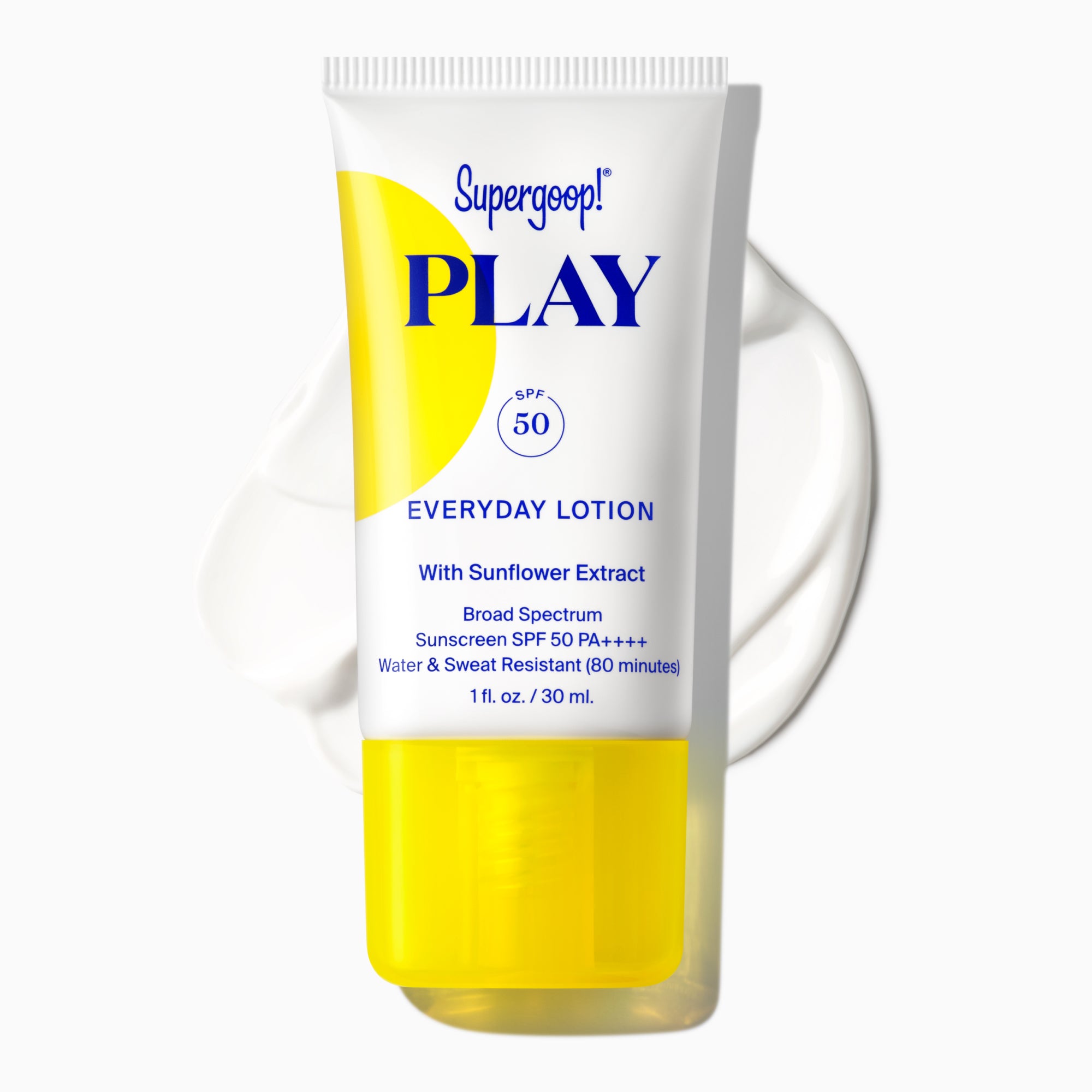 Supergoop! PLAY Everyday Lotion SPF 50 with Sunflower Extract 1 fl. oz. Packshot and goop