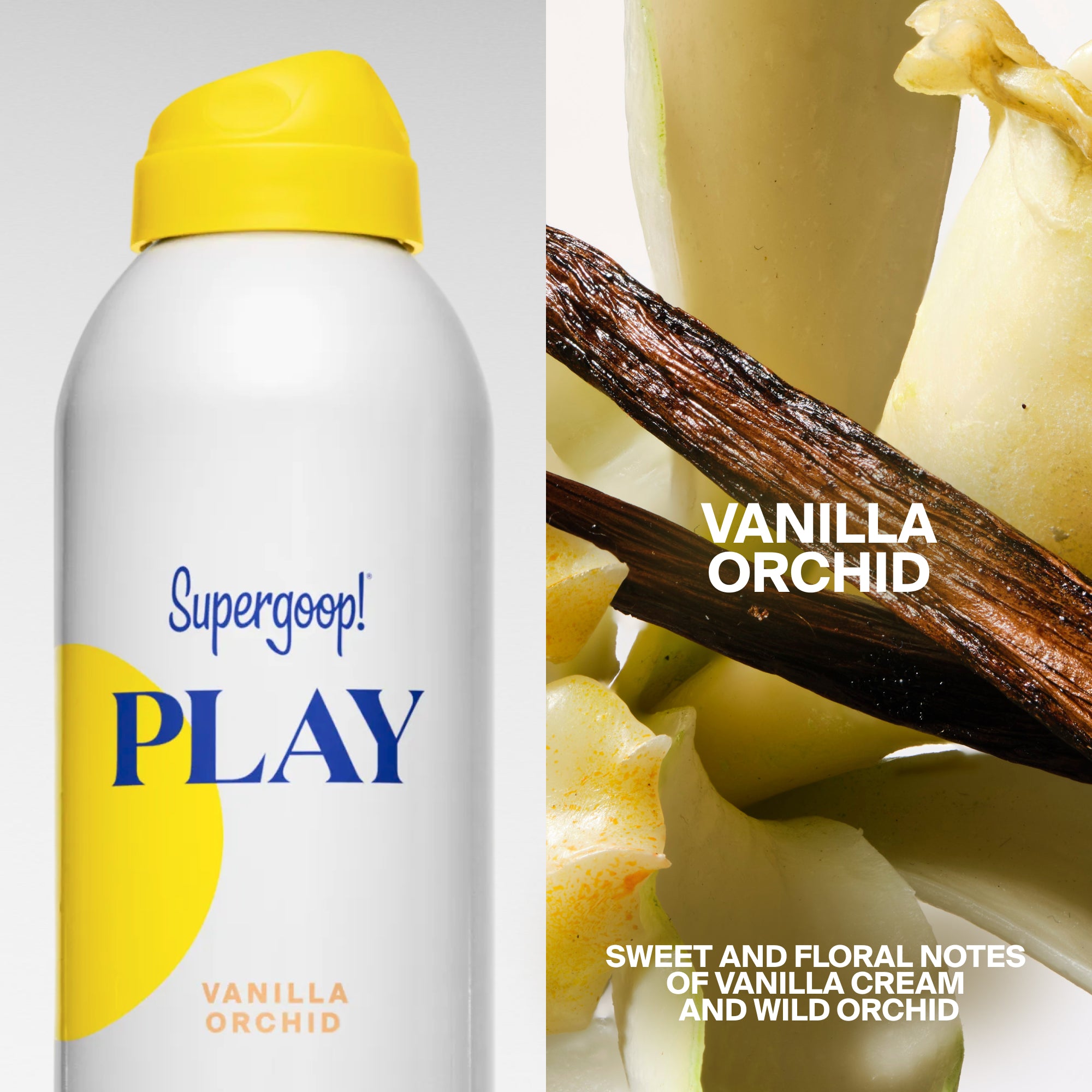 Supergoop! PLAY Antioxidant Body Mist SPF 50 with Vitamin C Vanilla Orchid 6 fl. oz. Packshot and goop