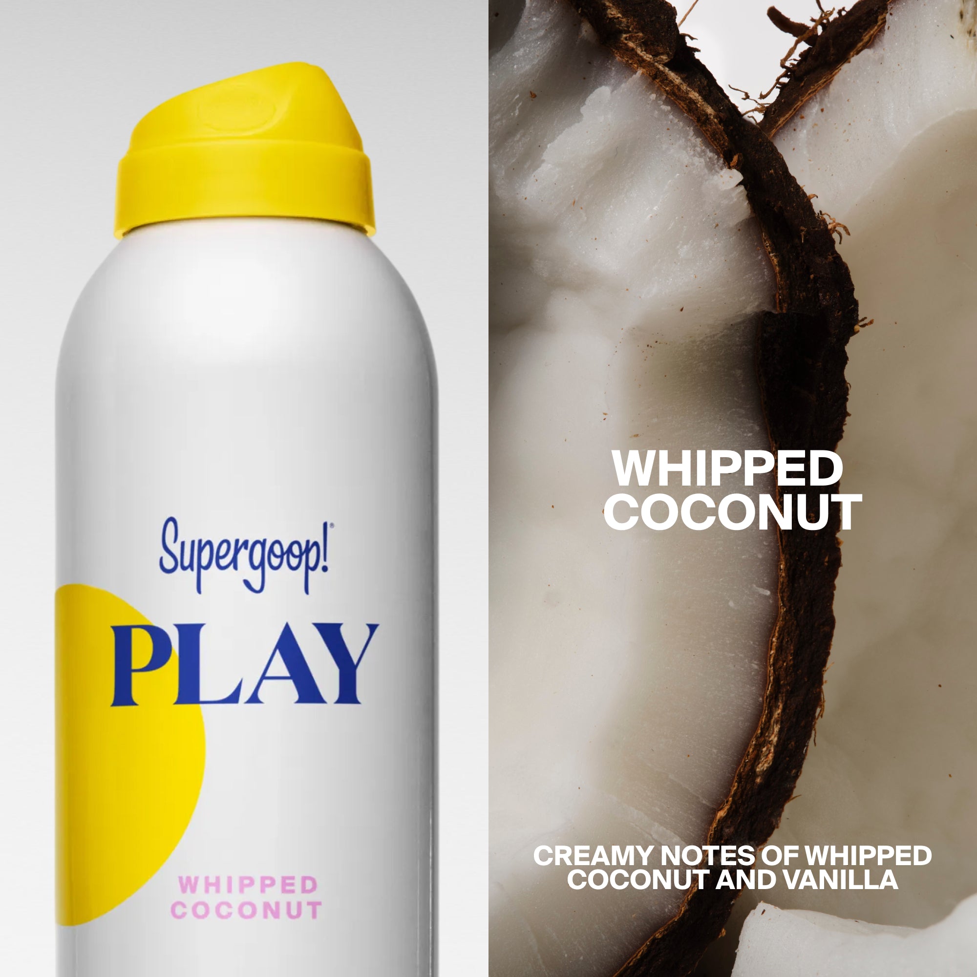Supergoop! PLAY Antioxidant Body Mist SPF 50 with Vitamin C Whipped Coconut 6 fl. oz. Packshot and goop