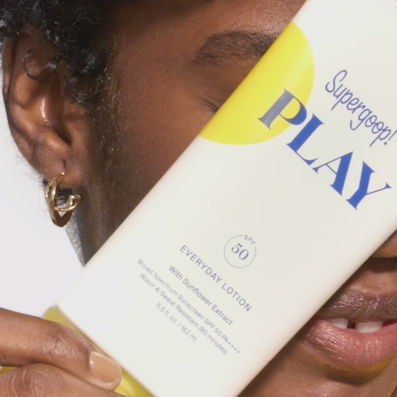 Supergoop! PLAY Everyday Lotion SPF 50 with Sunflower Extract 1 fl. oz., 2.4 fl. oz., 5.5 fl.  oz. 18 fl. oz. and 2-pack  Sunrise, Golden Hour, Dawn, Sunset