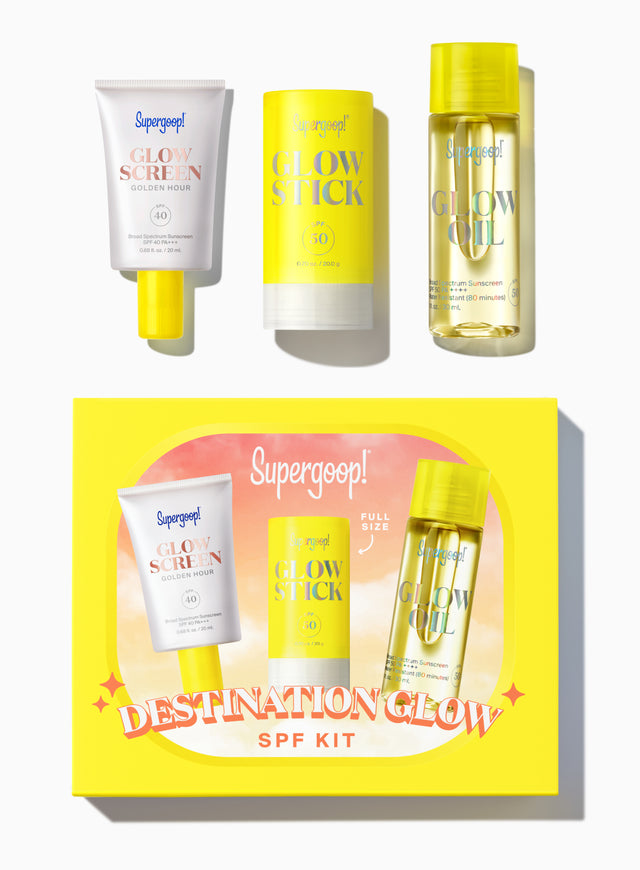 Supergoop! | Destination Glow SPF Kit packshot and carton