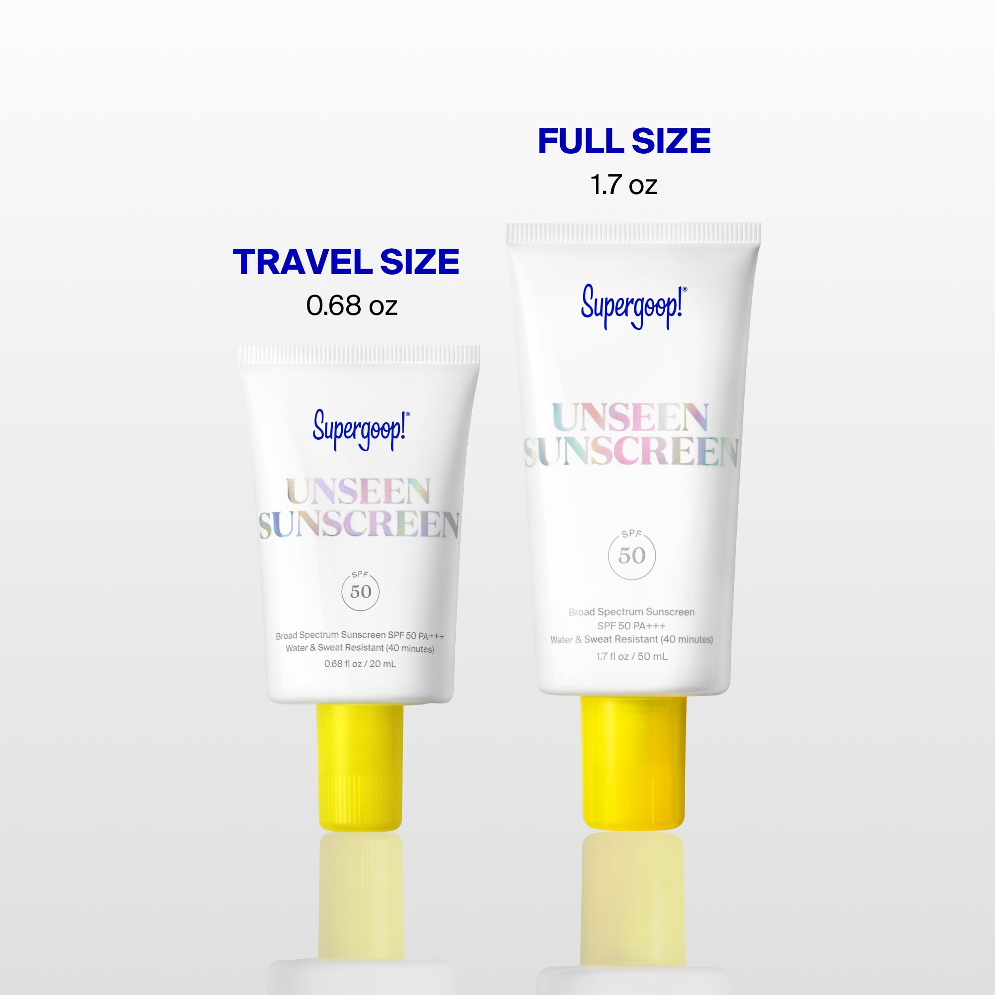 Supergoop! Unseen Sunscreen SPF 50 1.7 fl. oz. 2.5 fl. oz. 0.68 fl. oz. 2-pack 3-pack